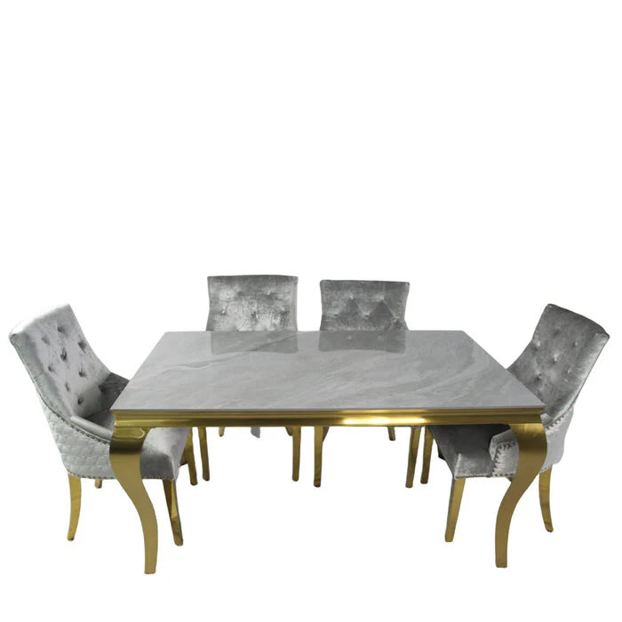 Louis-gold-grey-top-dining-table- Louis Gold Grey Top Dining Table