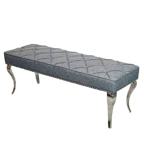 Louis Dark Grey Plush Velvet 140cm Bench