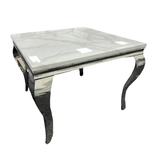 White marble 100cm marble didng table with chrome legs