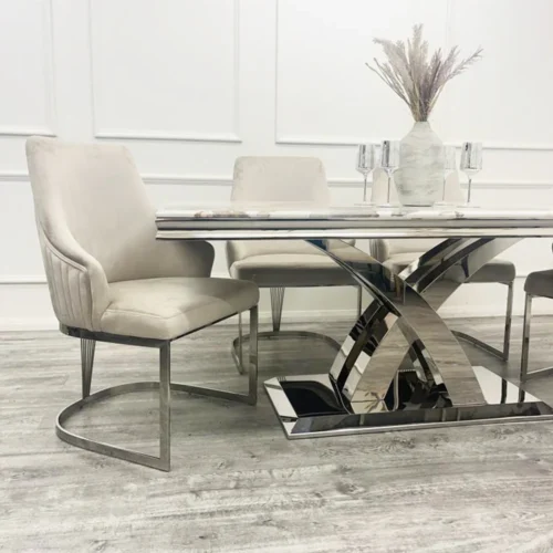 Chelmsford Velvet Dining Chair Silver Legs