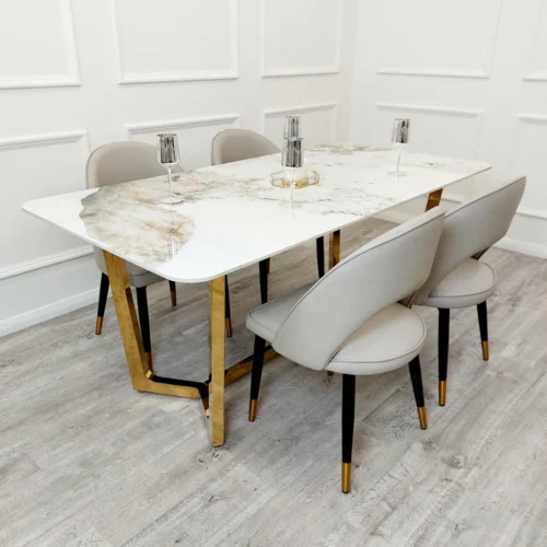 Lucien 1.8 Gold Dining Table with Pandora Gold Sintered Stone