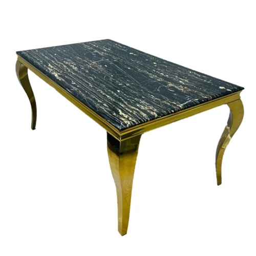 Louis 1.8 Black Marble & Gold Leg Dining Table