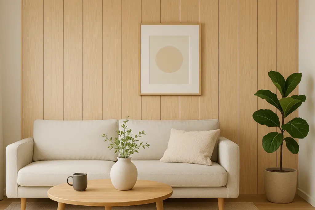 WPC Light Oak Wood Effect Flat Style Wall Panels