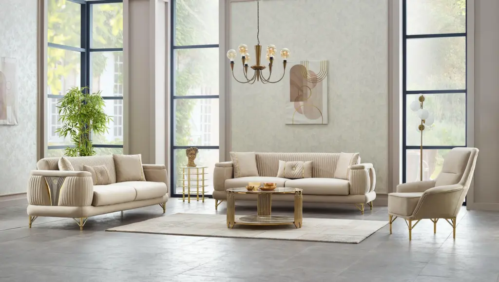 Monaco Sofa Bed Set 3+2 In Beige