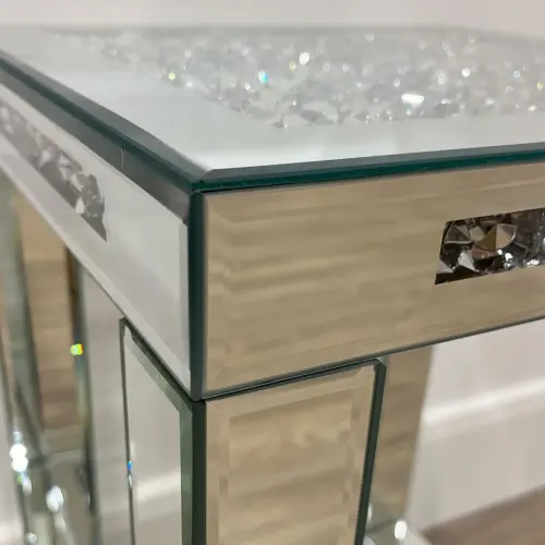Diamond Crush Mirrored Glass 2 4 Ier Square Side Table End Table 60cm