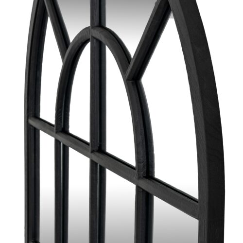Black Wood Arched Window Mirror - product image 2