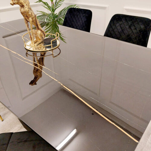 Apollo 1.6m Black Dining Table with Black Sintered Stone Top detail image