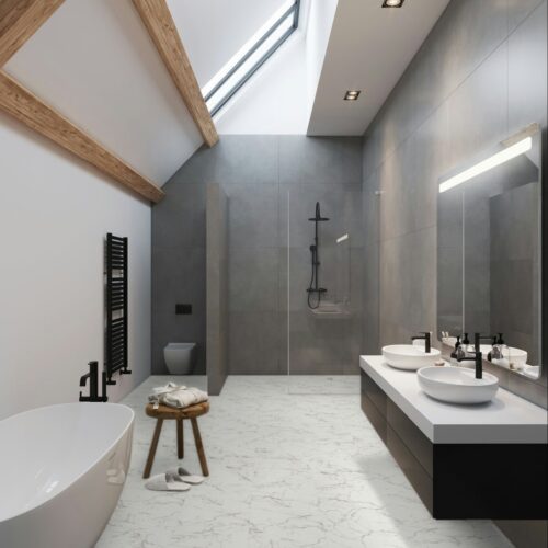 Falquon Carrara Marble 8mm Stone Effect Laminate Flooring (High Gloss) - image 4