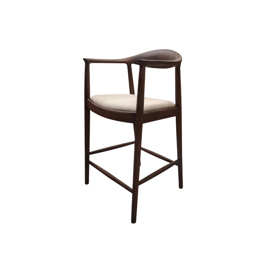Fern Walnut Barstool in Oatmeal Boucle