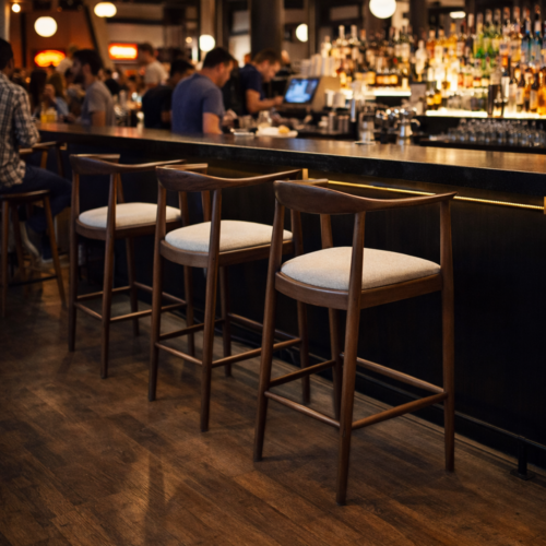 Fern Walnut Barstool in Oatmeal Boucle product image 8