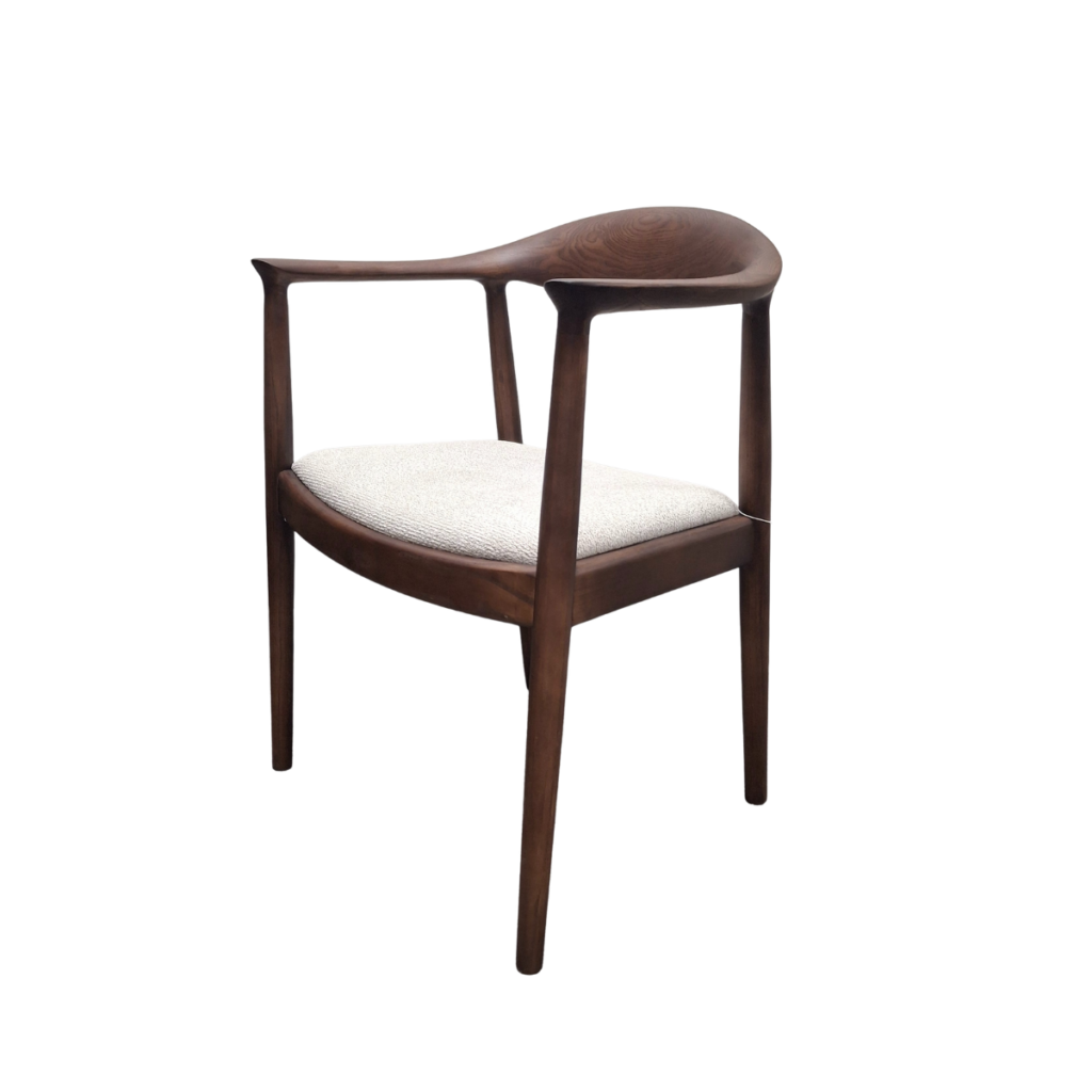Fern Walnut Dining Chair in Oatmeal Boucle – Box of 2