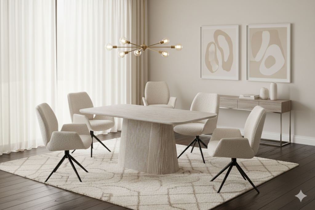 Davos Beige Oval Ceramic Dining Table