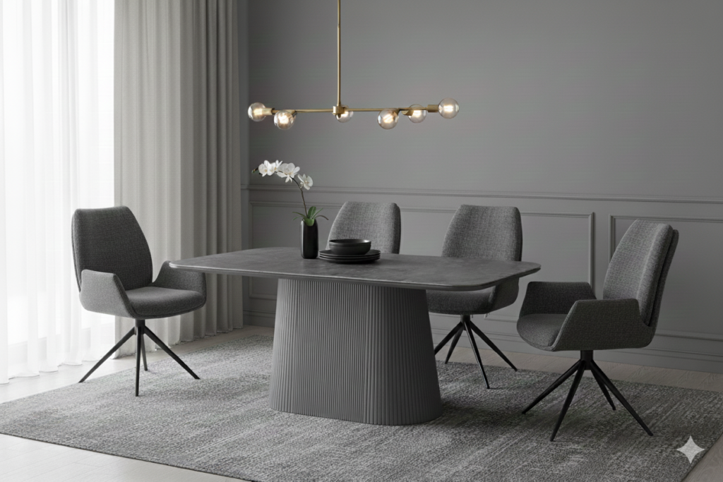Davos Grey Oval Ceramic Dining Table 180cm
