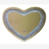 Heart mirror with crushed diamond border and LED