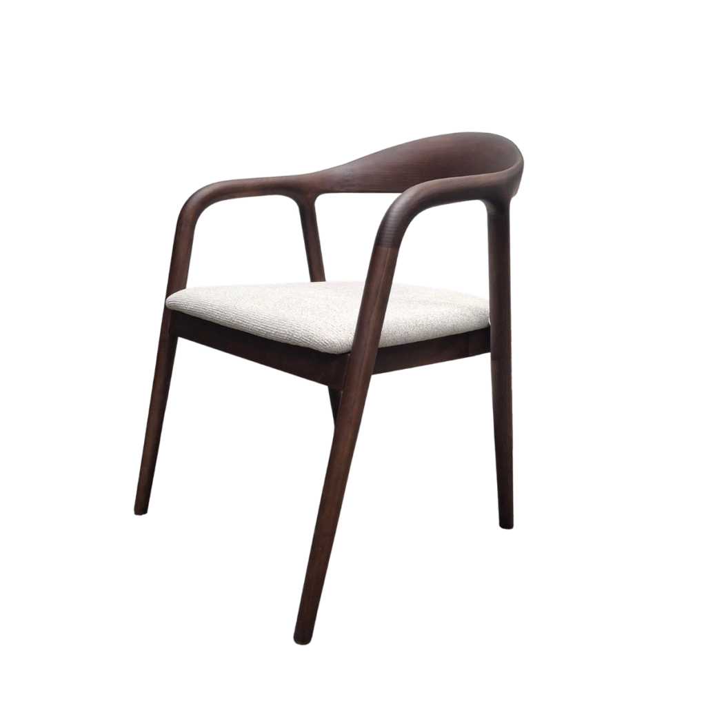 Tess Walnut Dining Chair in Oatmeal Boucle – Box of 2