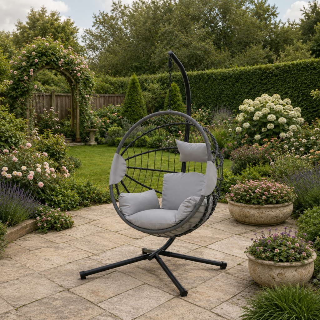 Light Grey Hanging Egg Chair for Indoor & Outdoor