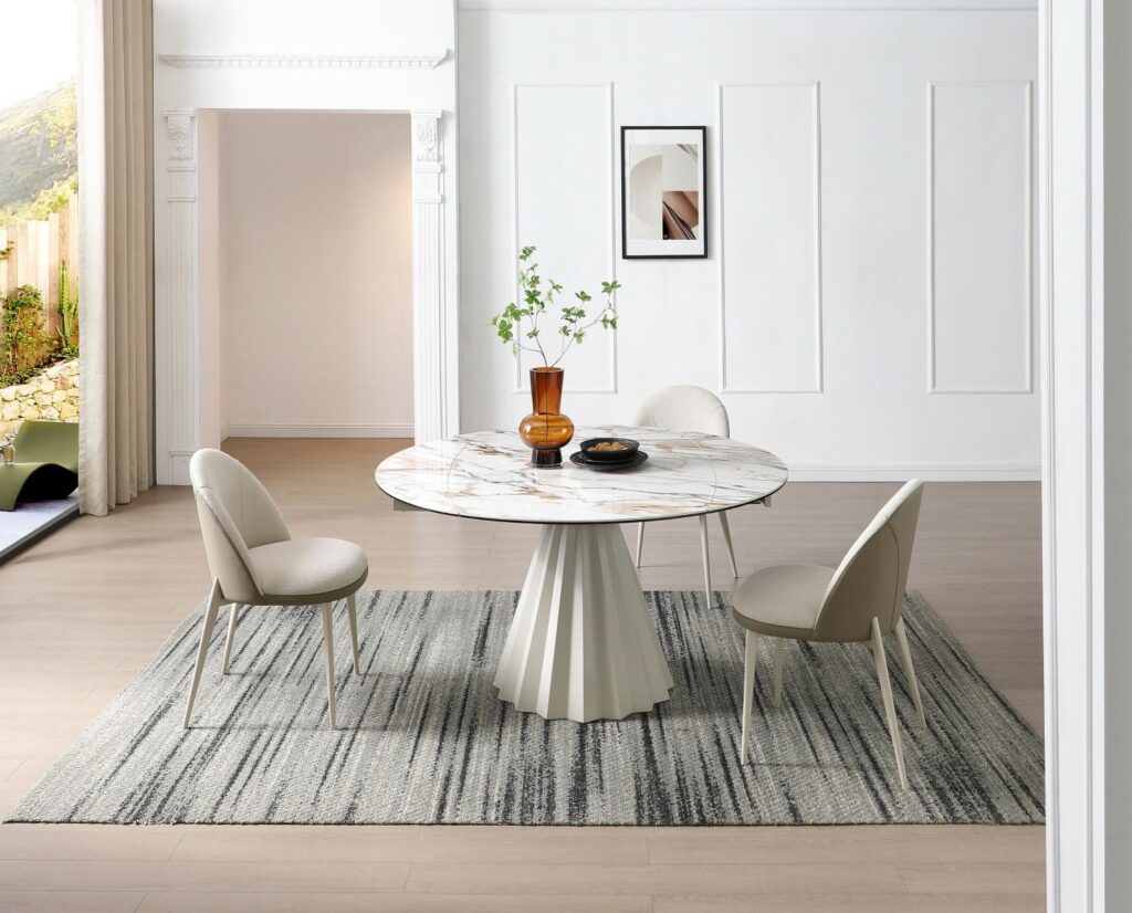 Skye Extending Dining Table — Champagne & Sunset Vein
