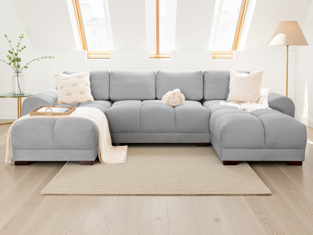 Azzuro Grey U-Shape Corner Sofa