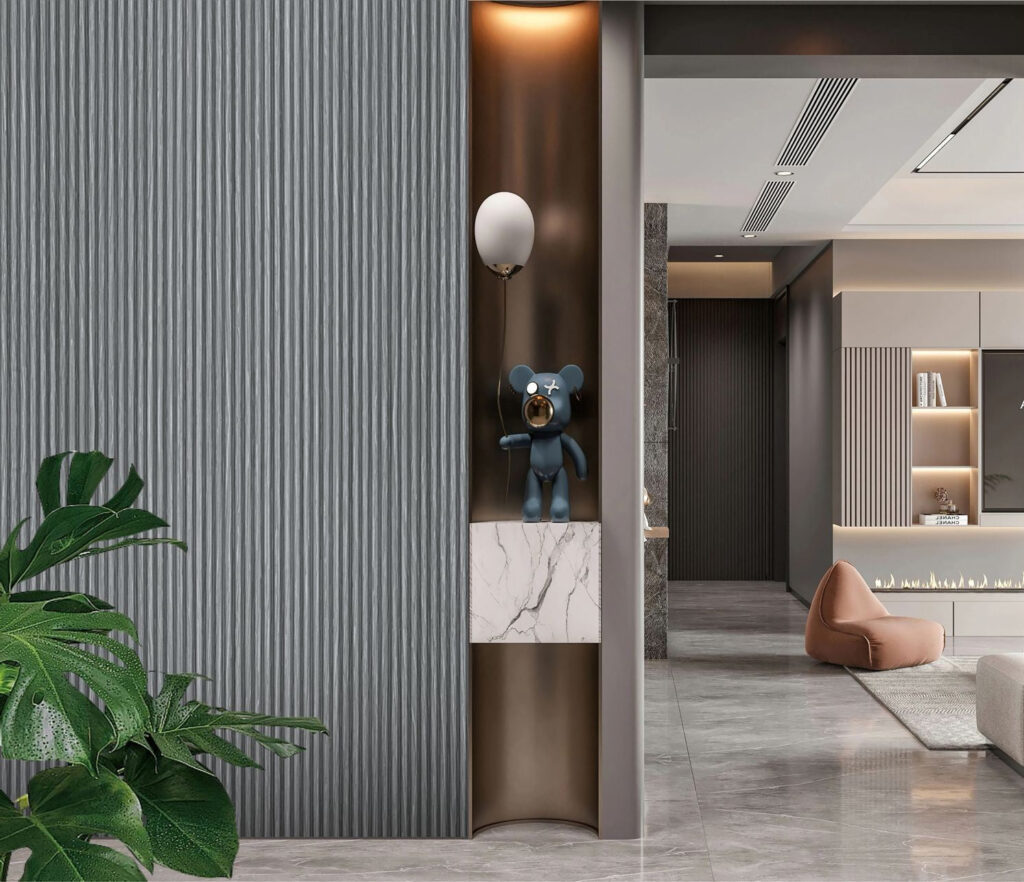 Seamless PVC Wall Panels – Mid Grey – 240cm x 15cm (Pack of 12)