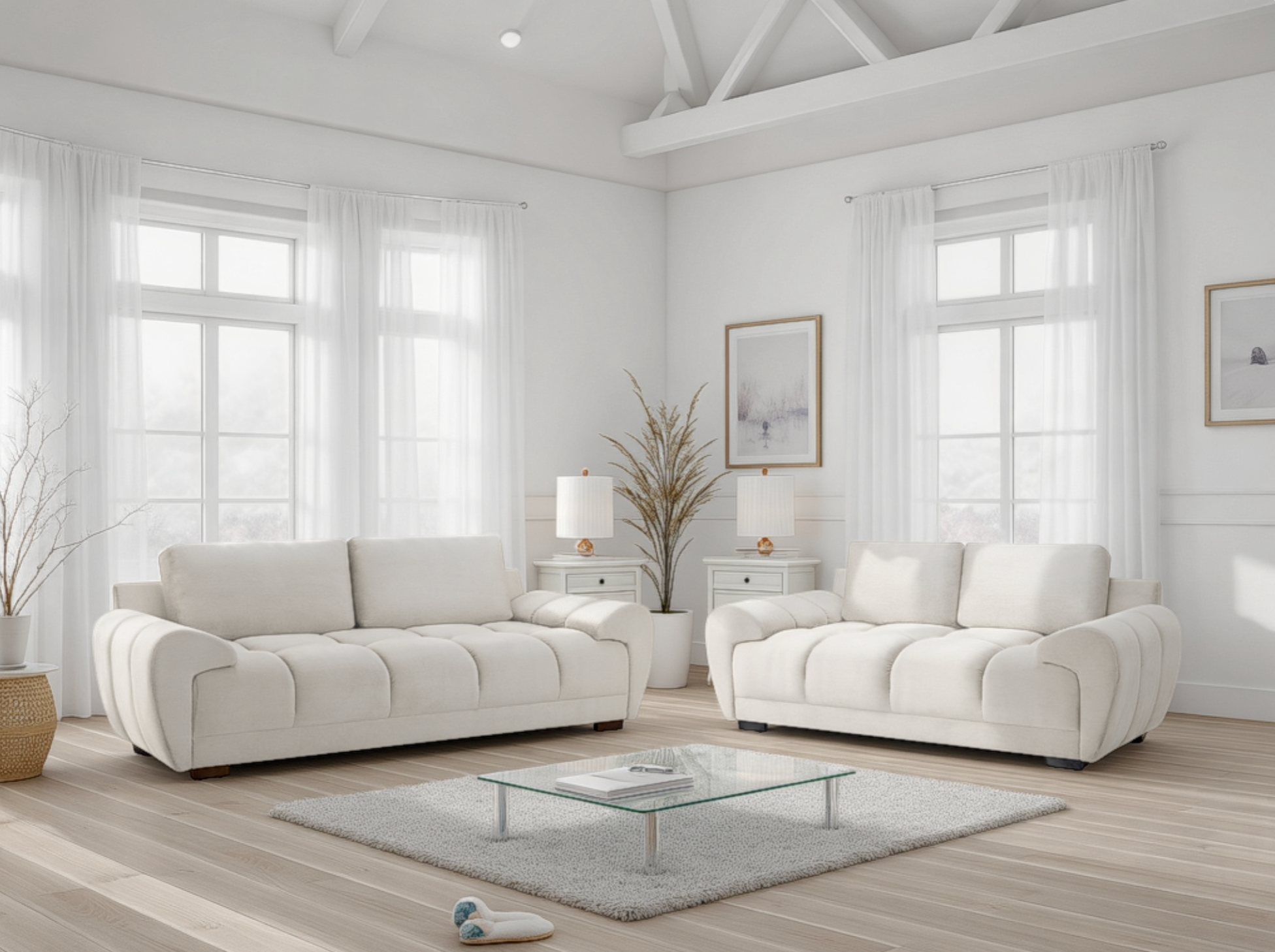 Azzuro Cream 3+2 Sofa Set