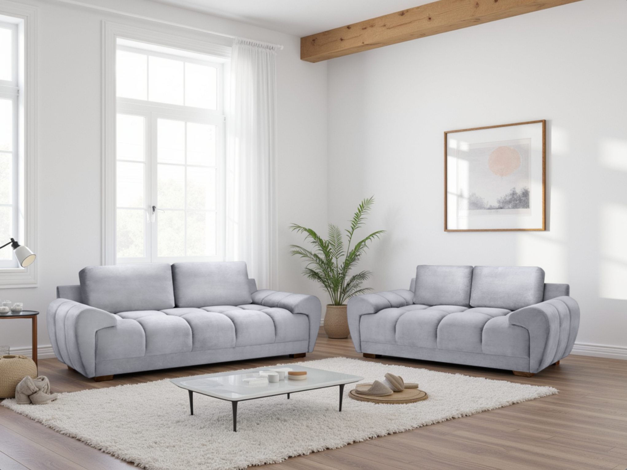 Azzuro Grey 3+2 Sofa Set