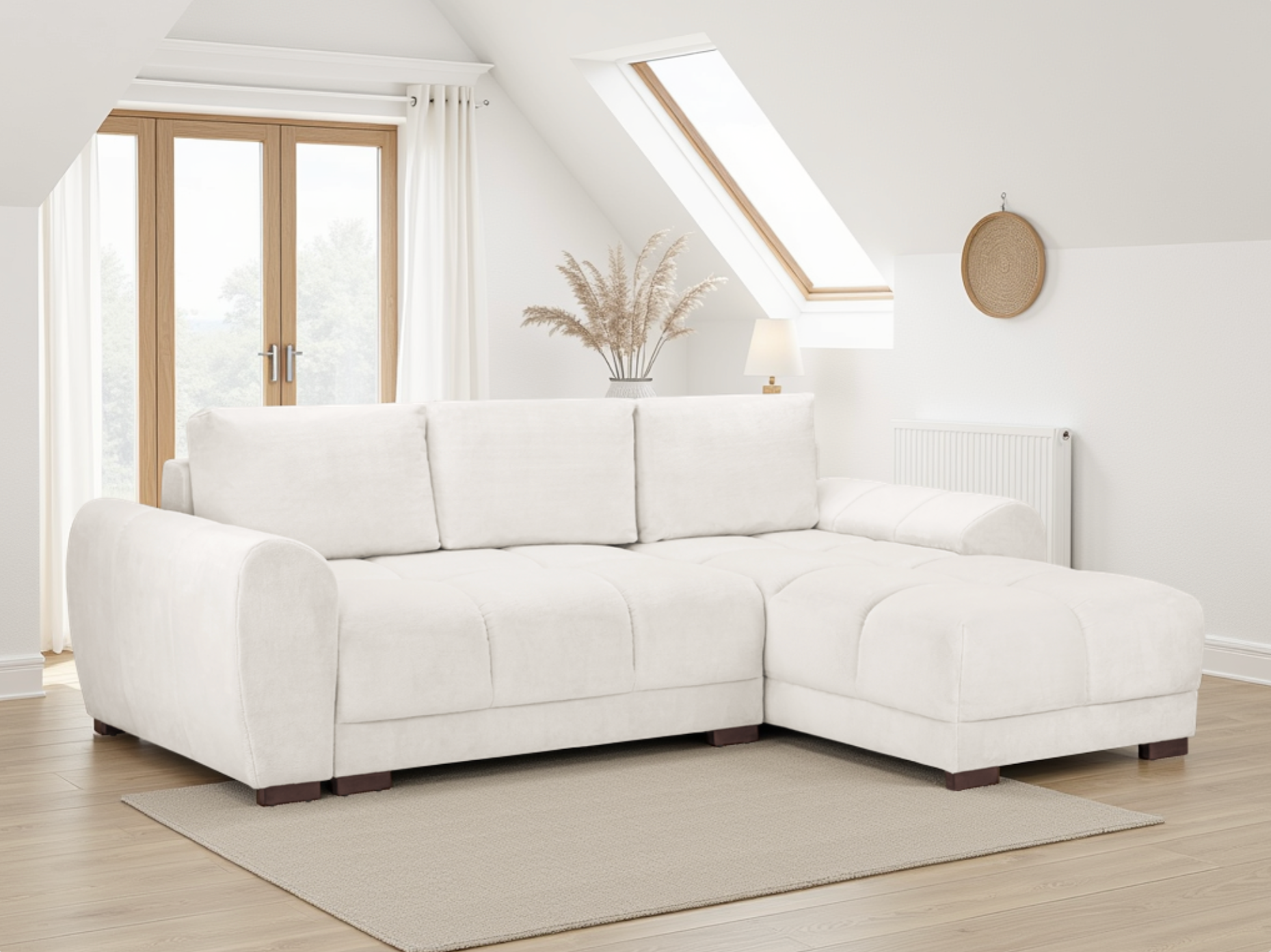 Azzuro Cream Universal Corner Sofa Bed