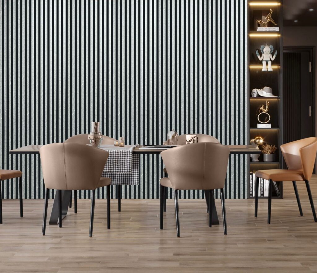 Acoustic Slatted Wall Panels – Luxe Finish – Grey Marble – 240cm x 60cm (4 pack)