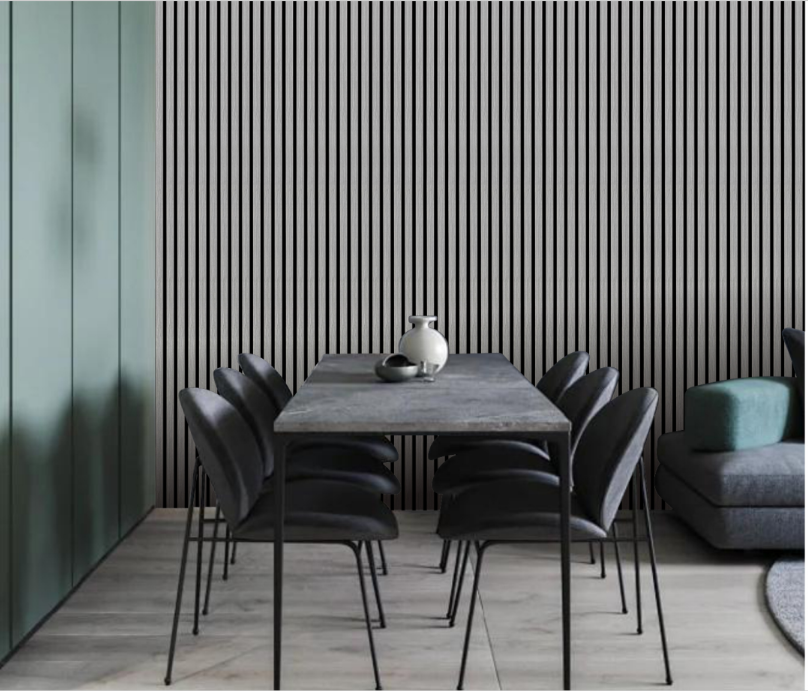 Tall Acoustic Slat Wall Panels – Grey – 280cm x 60cm (Pack of 3)