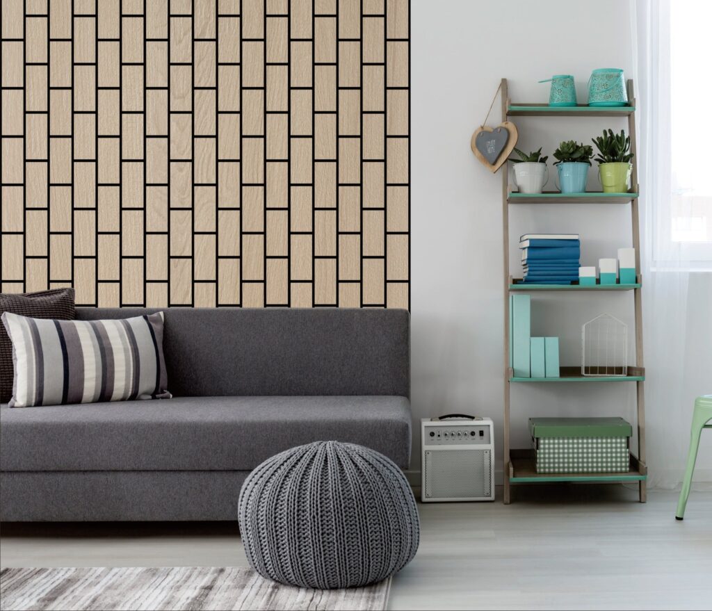 Wood Brick Acoustic Wall Panels – Natural Oak – 240cm x 60cm (Pack of 4)