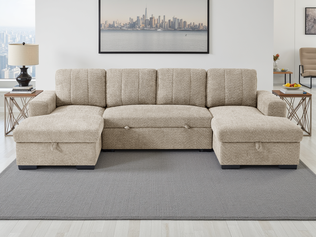 Como U-Shape Corner Sofabed in Beige