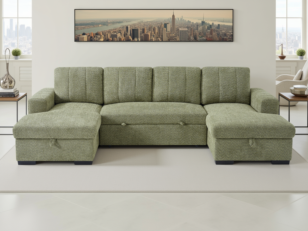 Como U-Shape Corner Sofabed in Green