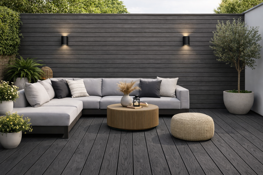 Composite Decking Boards – Black – 290cm x 15cm (Pack of 4)