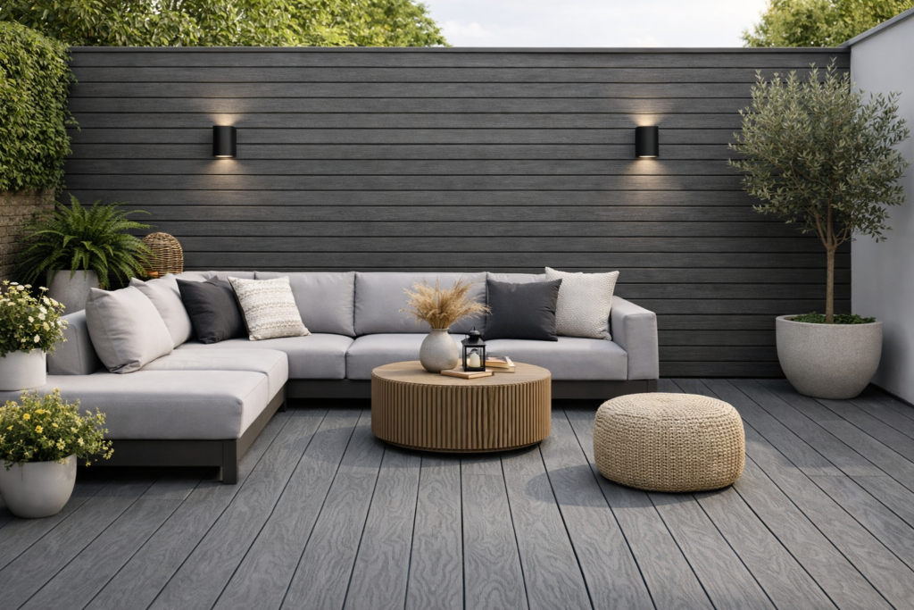 Composite Decking Boards – Grey – 290cm x 15cm (Pack of 4)