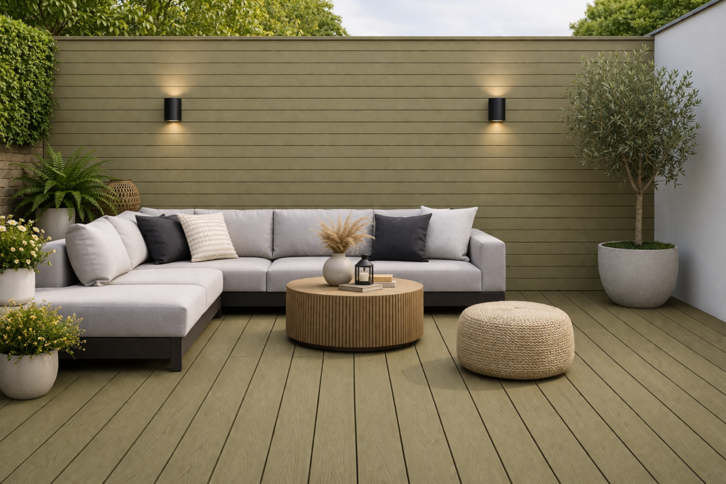 Composite Decking Boards – Khaki – 290cm x 15cm (Pack of 4)