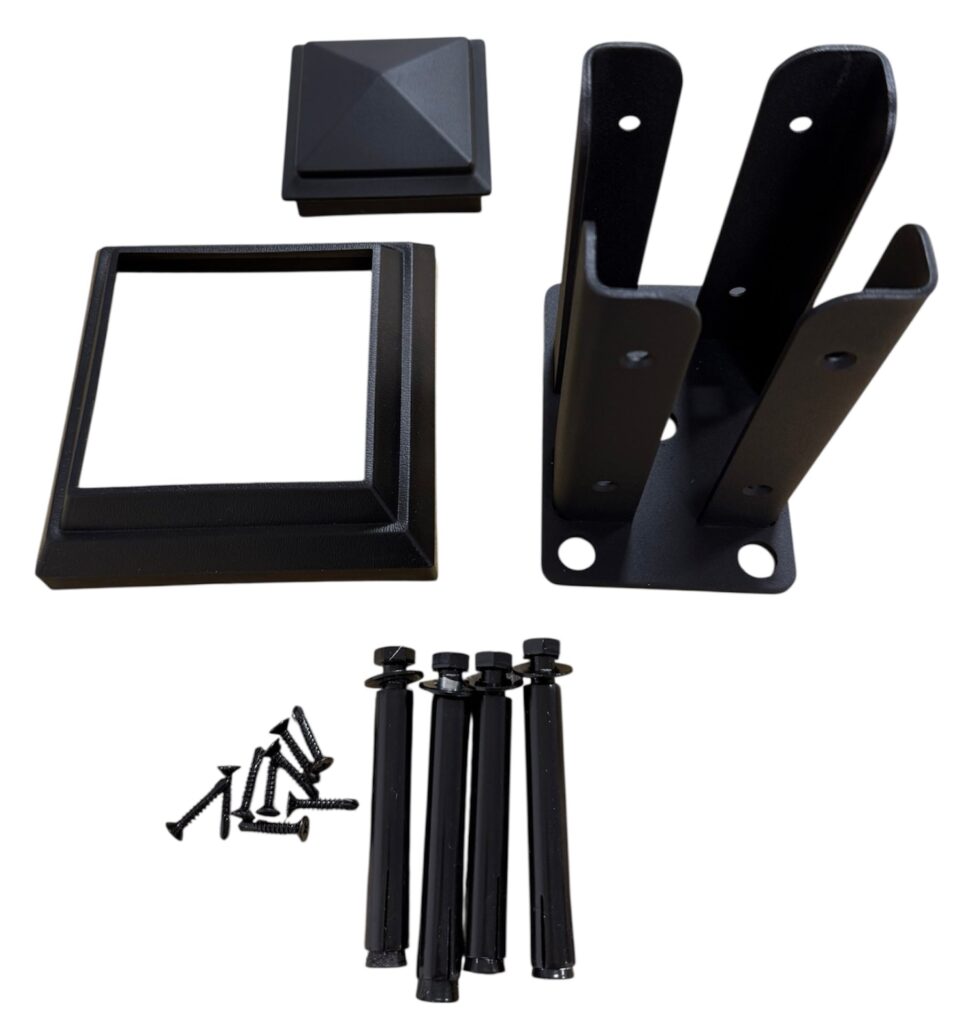 Composite Fence Post Fitting Kit – Black (4 Sets)