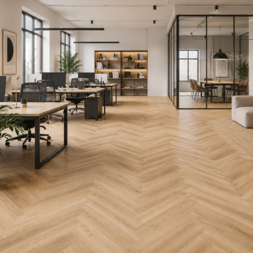 Blond Oak Herringbone LVT Flooring – 750 x 150mm