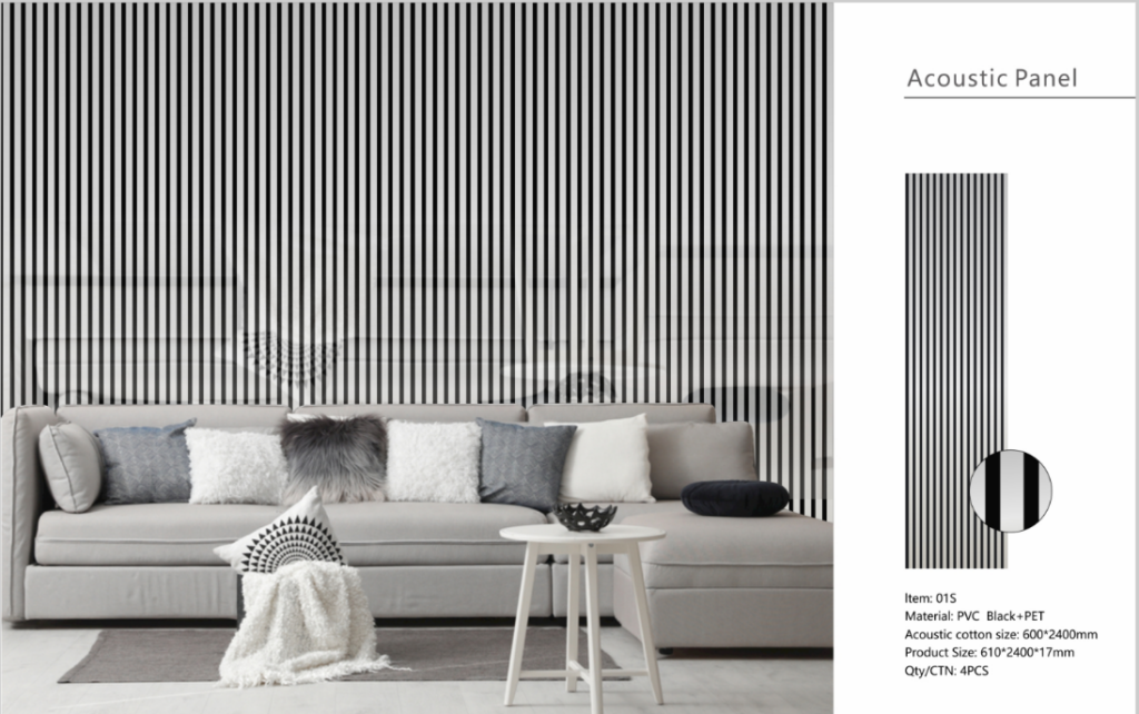Acoustic Slatted Wall Panels – Luxe Finish – Chrome Metallic – 240cm x 60cm (4 pack)