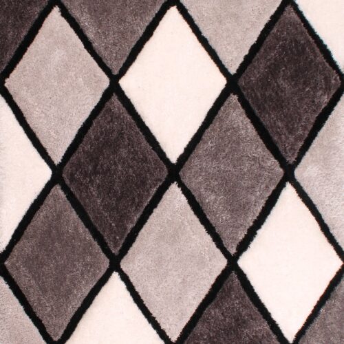 3D Carved Diamond Grey Rug