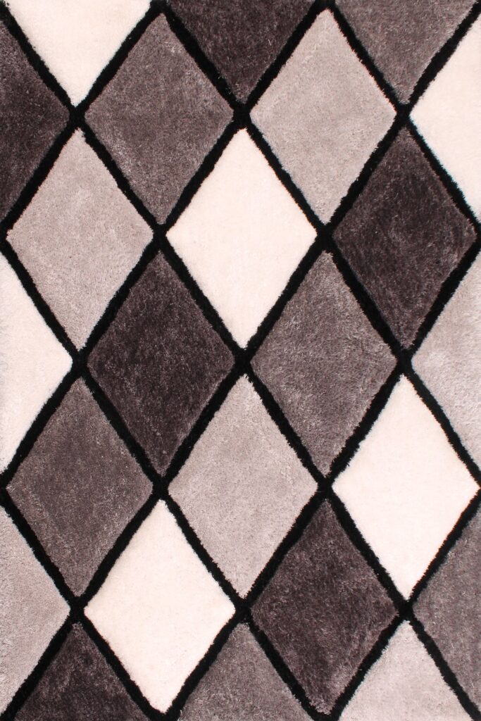 3D Carved Diamond Grey Rug