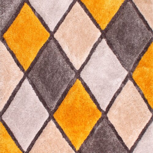3D Carved Diamond Ochre Rug