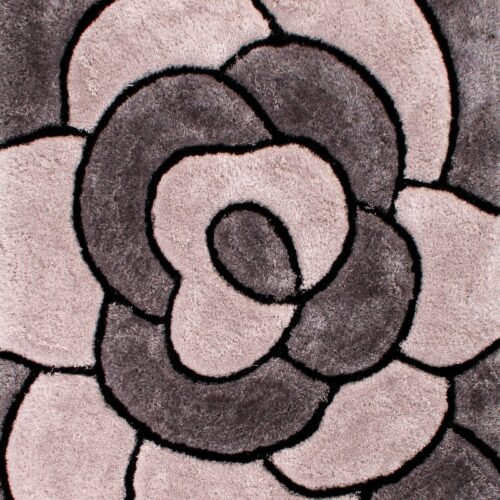 3D Carved Rose Charcoal Rug
