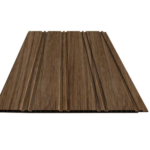 Fluted PVC Wall Panels - Walnut - 240cm x 30cm (Pack of 8)