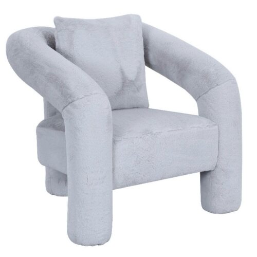Angel Accent Chair in Grey Plush Fabric