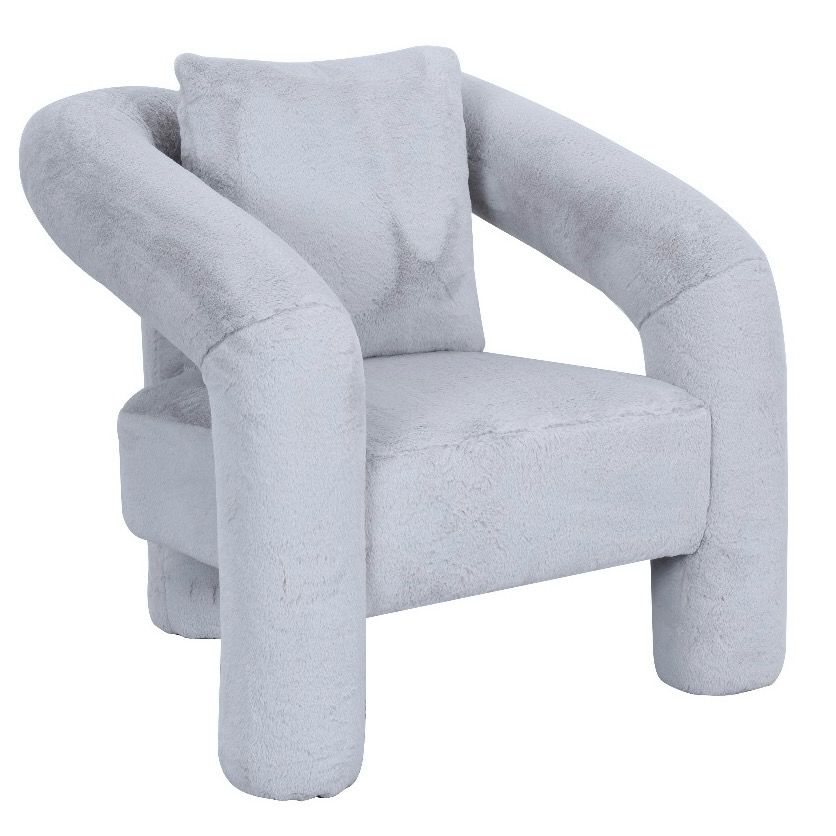 Angel Accent Chair in Grey Plush Fabric