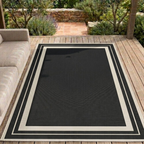 Terrace Border Black Rug