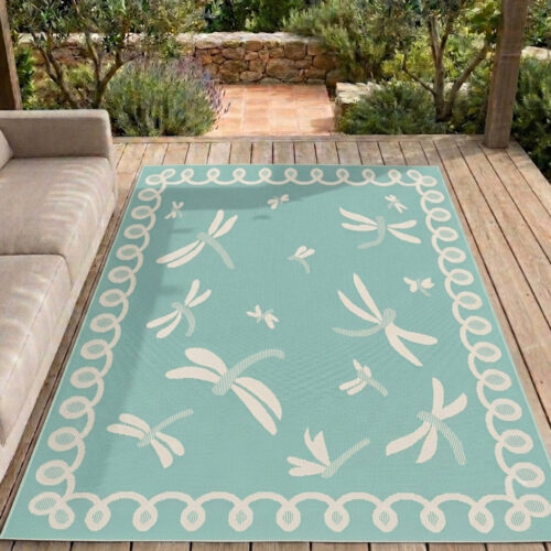 Terrace Dragonfly Aqua Rug