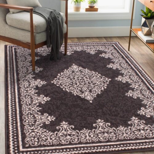 Traditional Poly Douglas Dark Grey Rug
