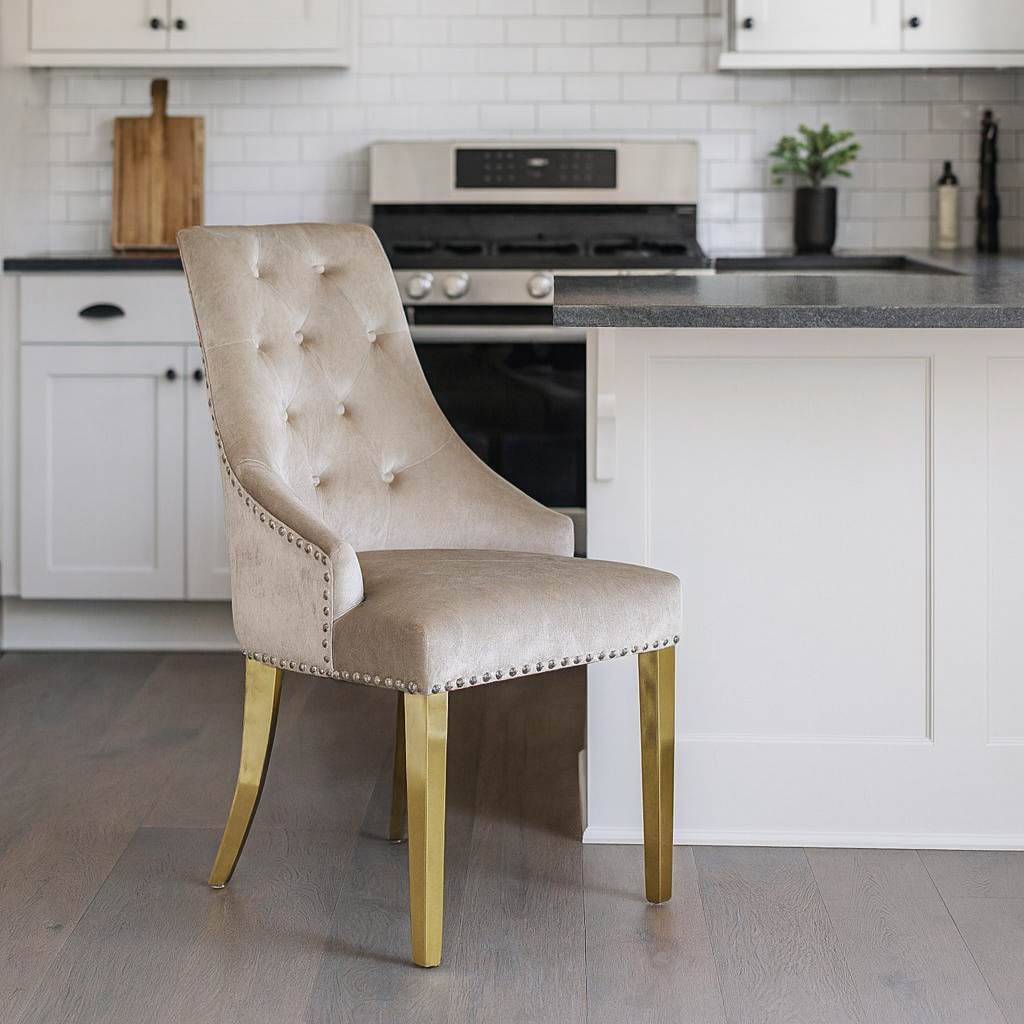 Roma Gold Dining Chair in Mink Velvet