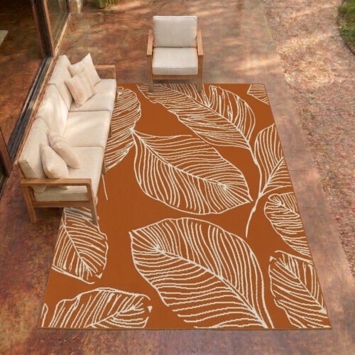 Terrace Leaf Terracotta Rug