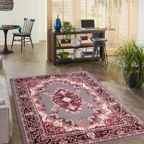 Traditional Poly Lancashire Grey Rug